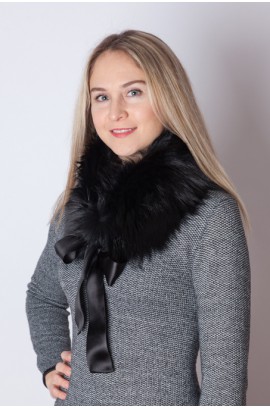 Black fox fur collar - neck warmer